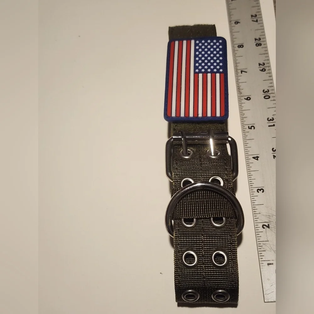 Tactical Dog Collar Large Heavy Duty Metal Military Style K9 Green Durable Bx16‎
